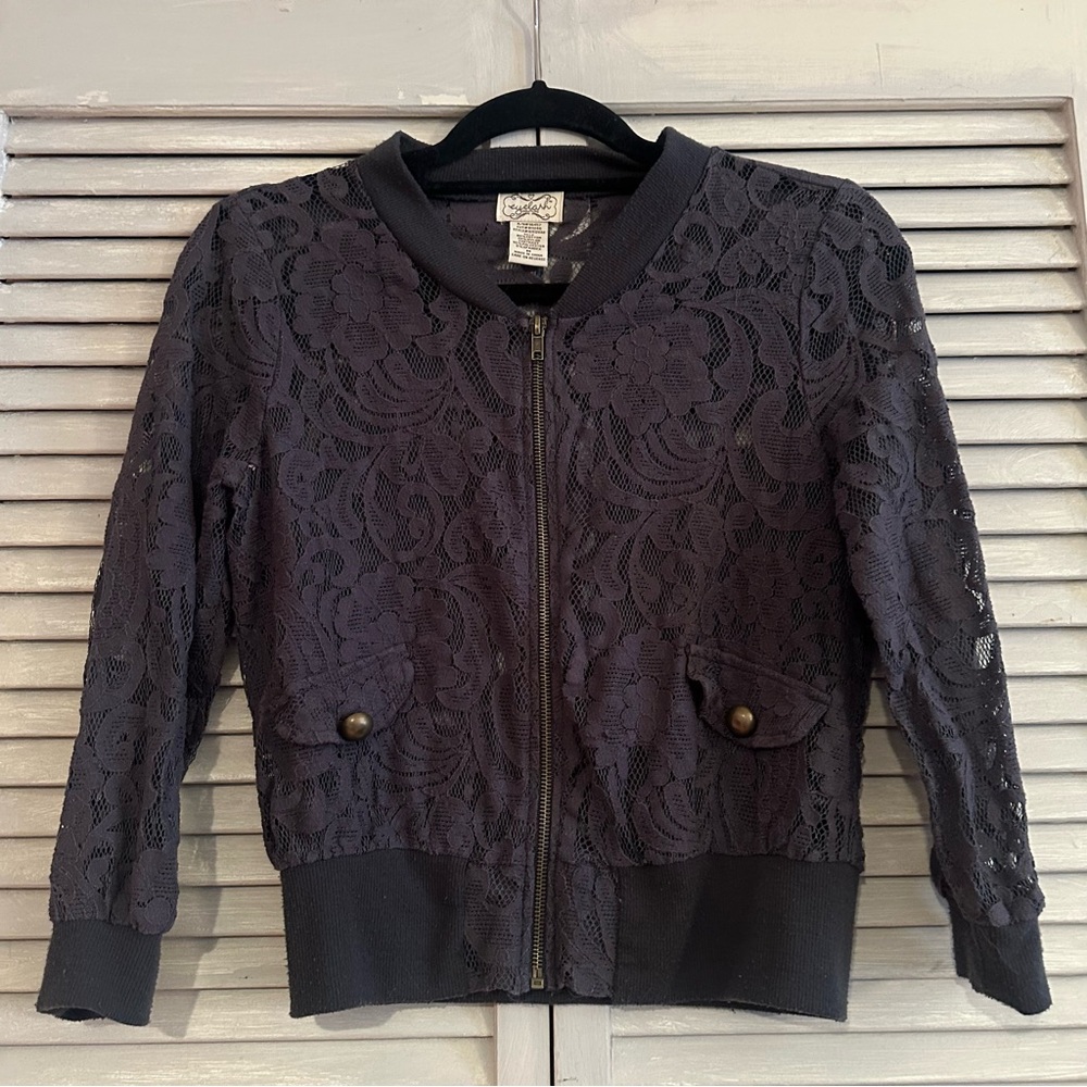 Eyelash Couture Lace Jacket - Dark Gray